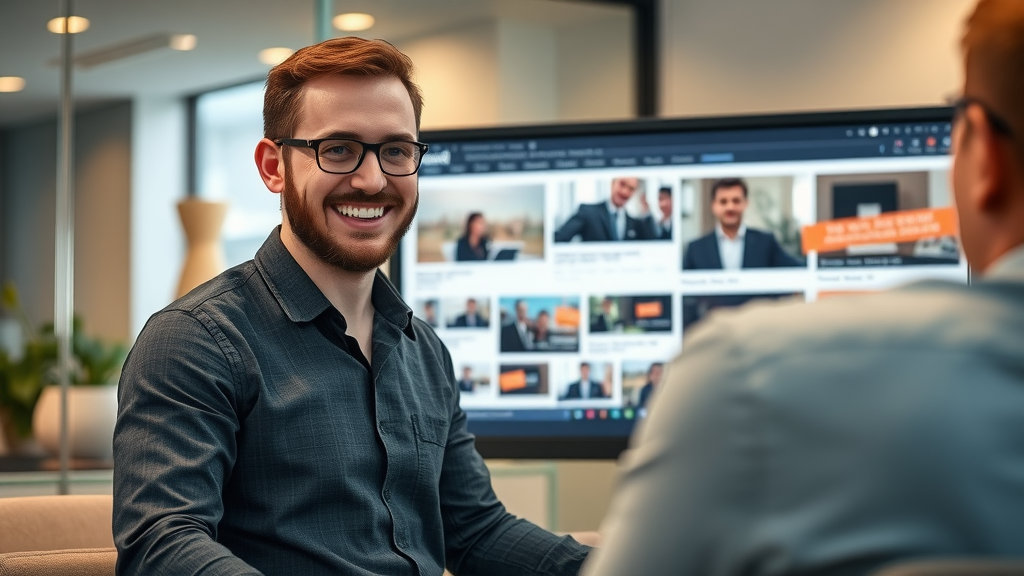 Mandurah professional web designer presenting digital website portfolio with custom web and logo design to business client