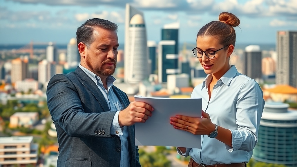 Mandurah SEO services cityscape business owners collaborating digital marketing analytics local business owners